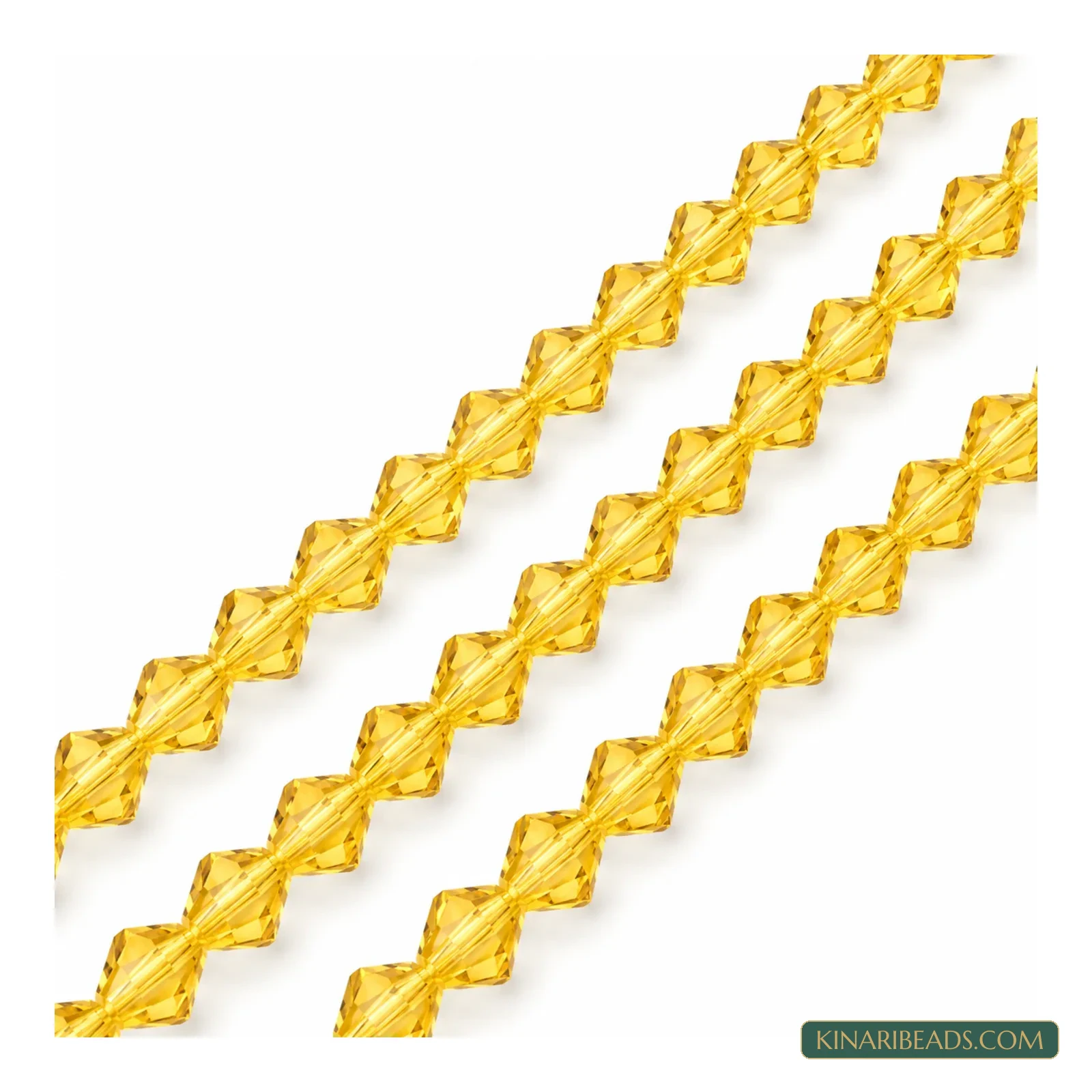 6mm Faceted Crystal Bicone Glass Beads - 1 String - Yellow colour